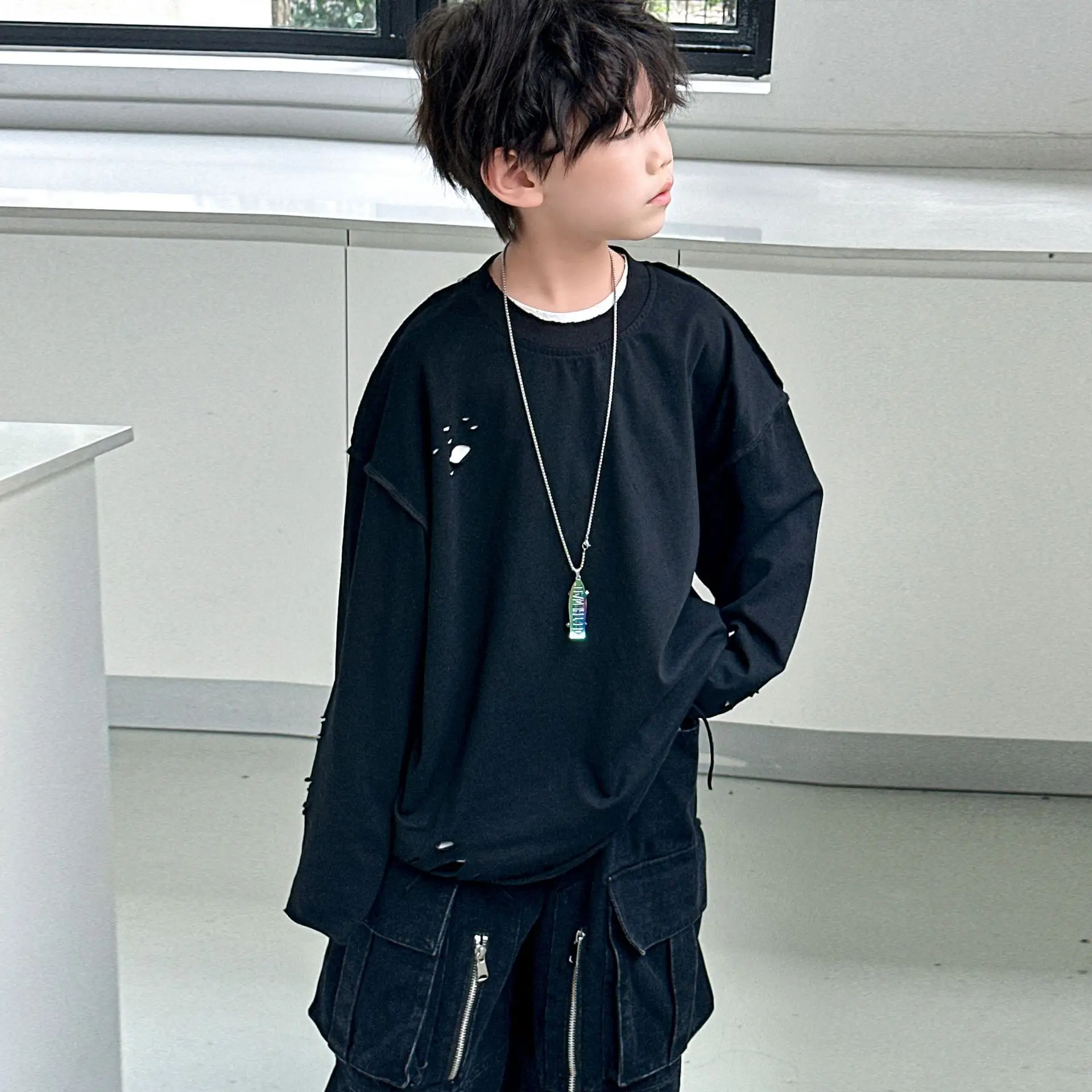 Boys Red Sweatshirt Long Sleeve Spring Autumn Korean Style - Image 3