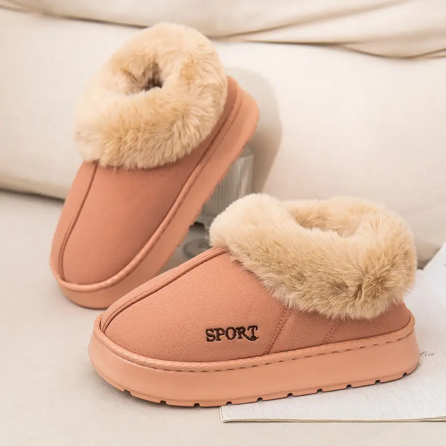 Women Fleece Lined Slippers Pink Winter Warm Indoor - Image 10
