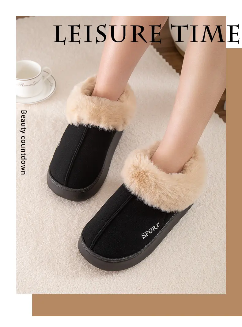 Women Fleece Lined Slippers Pink Winter Warm Indoor — feature 1