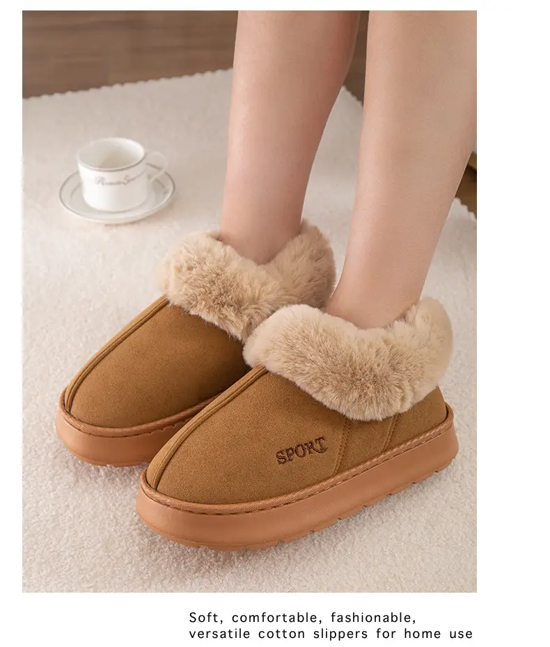 Women Fleece Lined Slippers Pink Winter Warm Indoor — feature 10