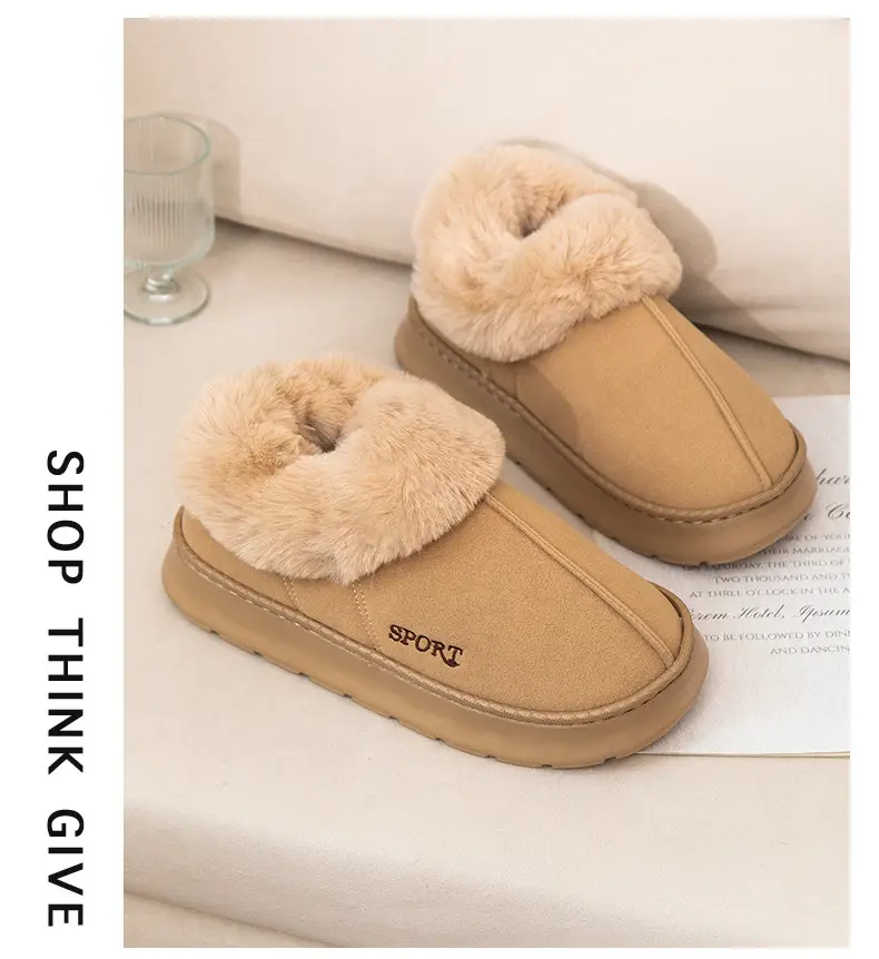 Women Fleece Lined Slippers Pink Winter Warm Indoor — feature 12