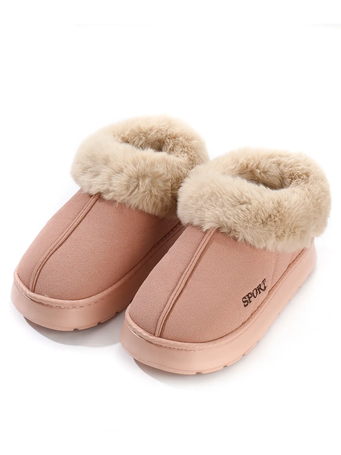 Women Fleece Lined Slippers Pink Winter Warm Indoor - Image 5