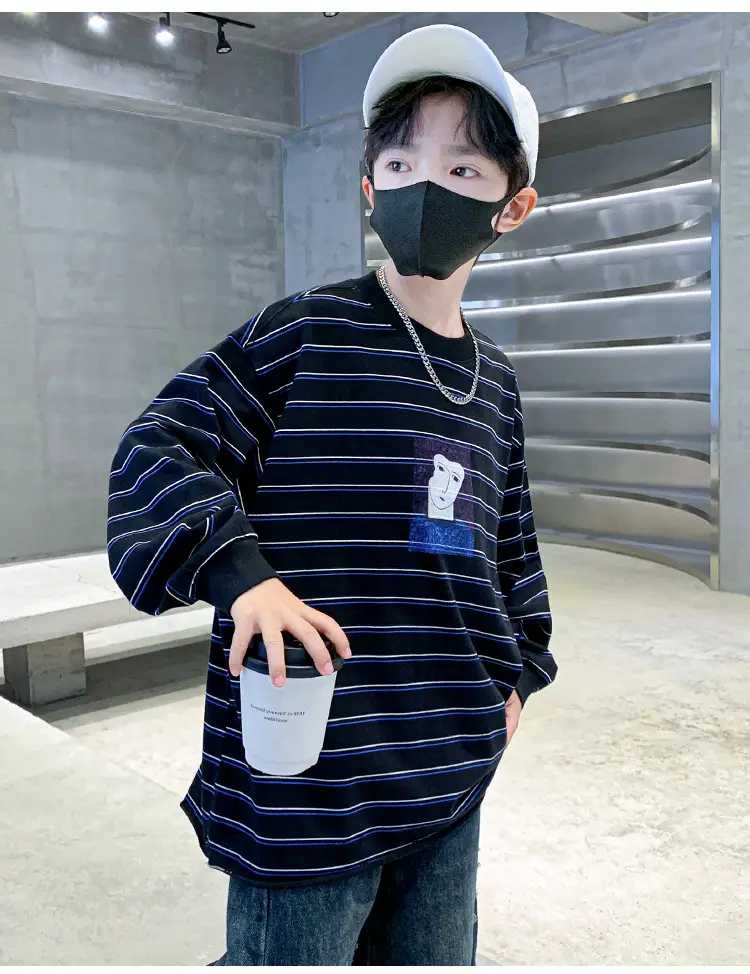 Children Striped T-Shirt Blue White 2025 — feature 8