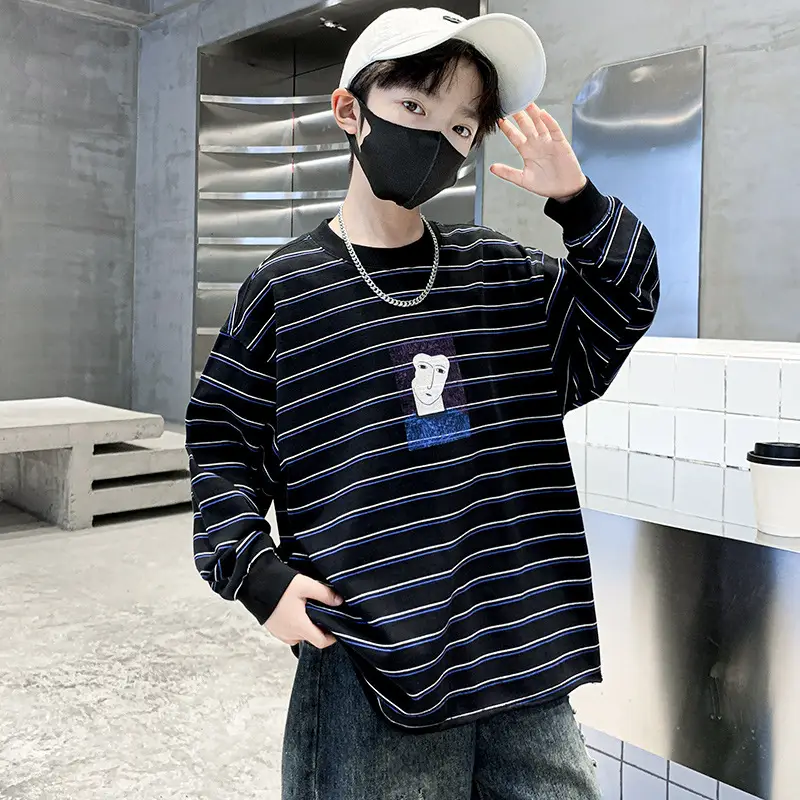 Children Striped T-Shirt Blue White 2025