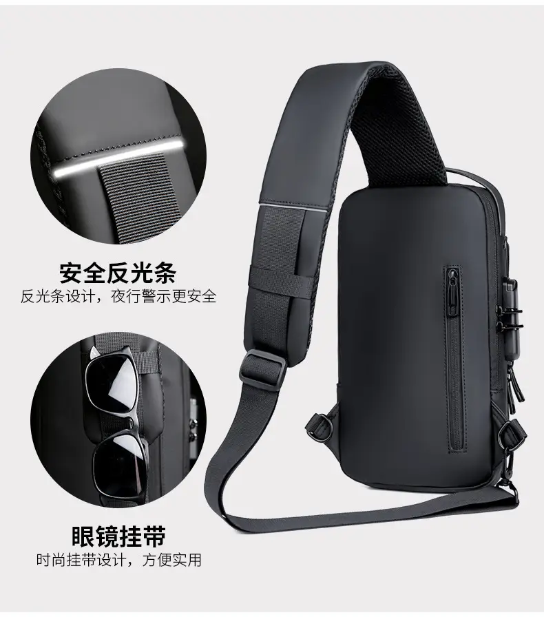 Men's Chest Bag Password Lock Anti-Theft Cycling Bag Casual Outdoor Running Waist Bag Single Shoulder Crossbody Sports Motorcycle Bag — feature 14