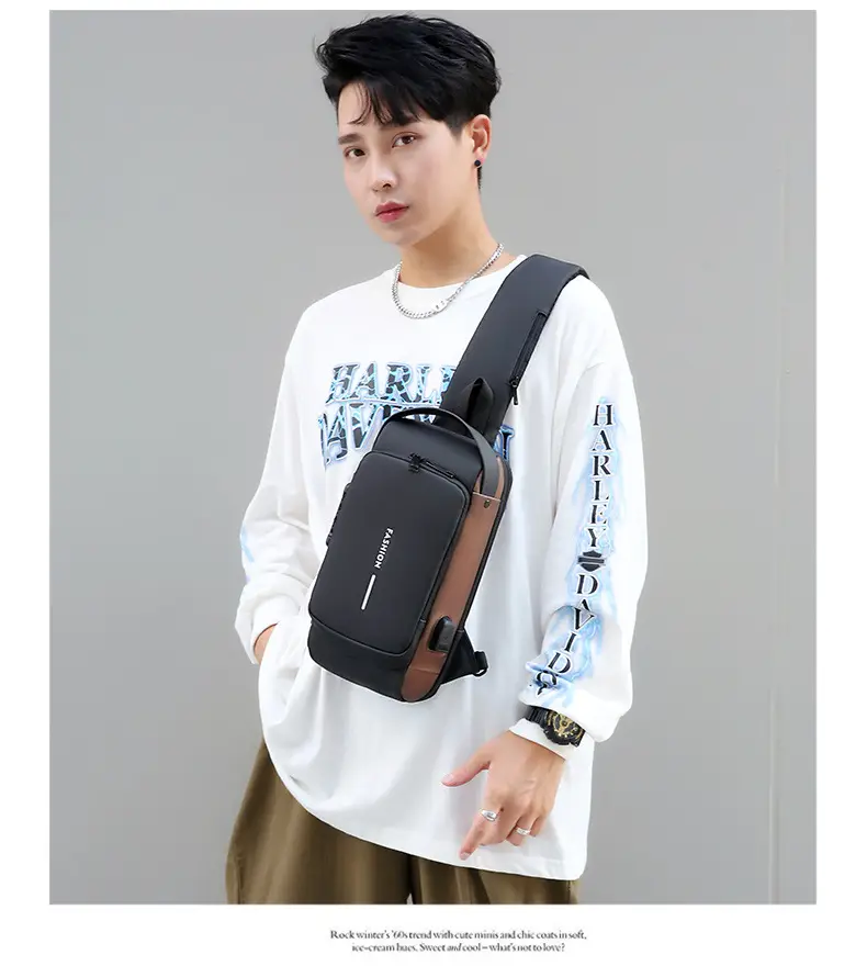 Men's Chest Bag Password Lock Anti-Theft Cycling Bag Casual Outdoor Running Waist Bag Single Shoulder Crossbody Sports Motorcycle Bag — feature 15