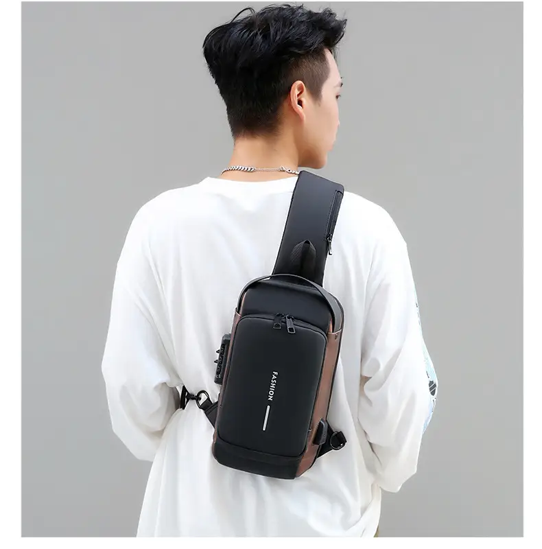 Men's Chest Bag Password Lock Anti-Theft Cycling Bag Casual Outdoor Running Waist Bag Single Shoulder Crossbody Sports Motorcycle Bag — feature 16
