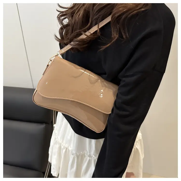 Women's Small Square Crossbody Bag Pure Leather Tan 2025 — feature 14