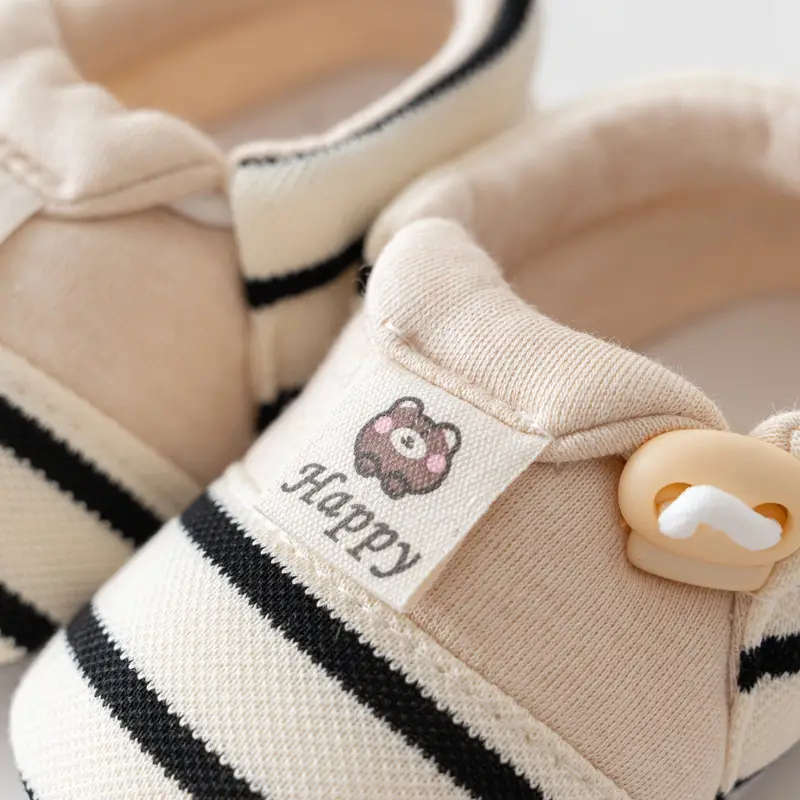 Cute Striped Baby Walking Shoes with Elastic Band