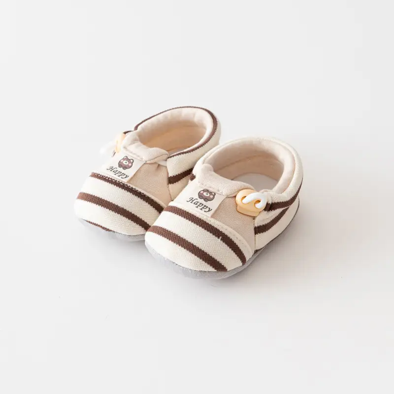 Cute Striped Baby Walking Shoes with Elastic Band