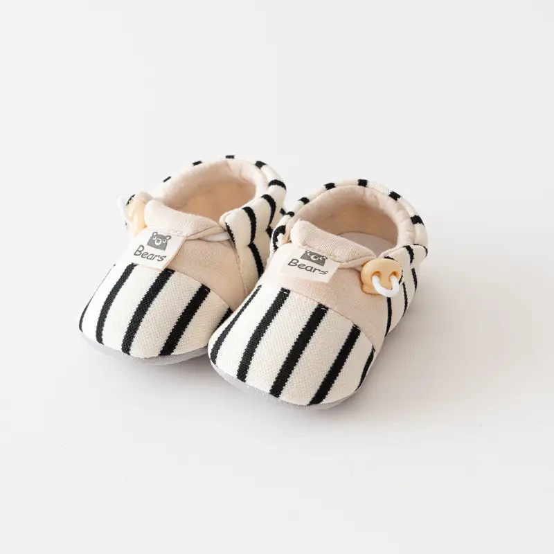 Cute Striped Baby Walking Shoes with Elastic Band
