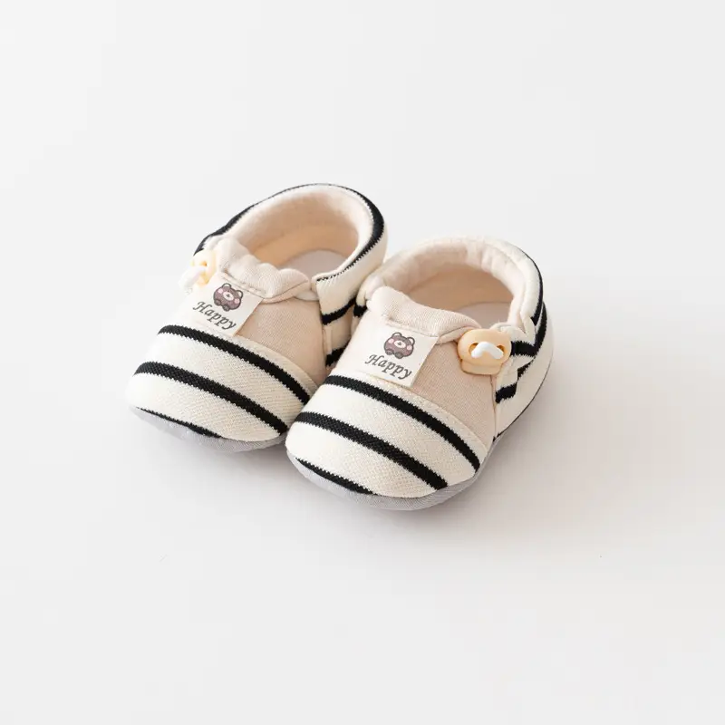 Cute Striped Baby Walking Shoes with Elastic Band