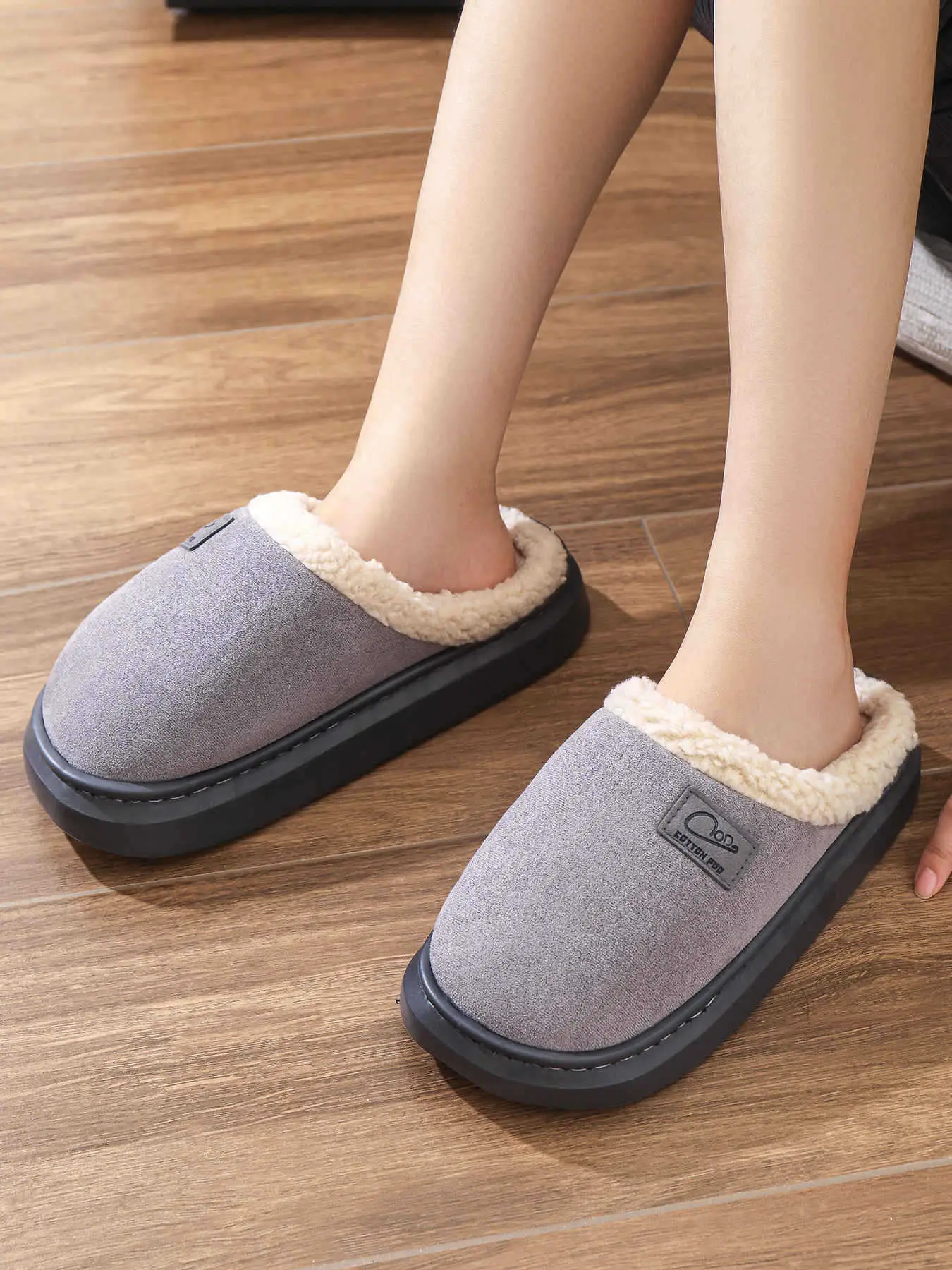 Women Cotton Slippers Warm Winter Indoor Pair — feature 33