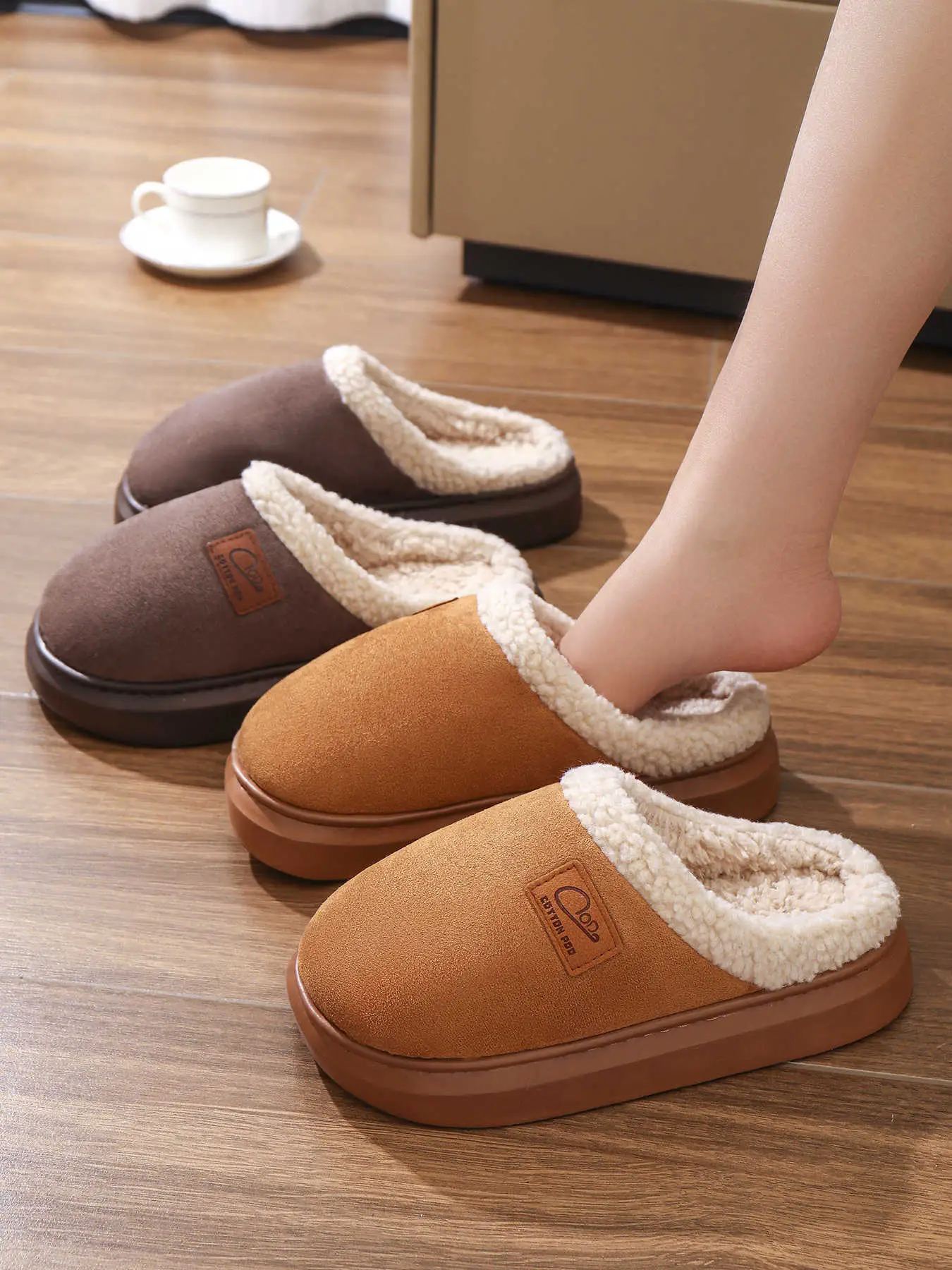 Women Cotton Slippers Warm Winter Indoor Pair — feature 34