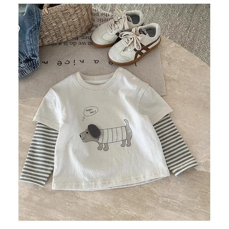 Boys Long Sleeve T-Shirt Set White Baby Spring Top - Image 5