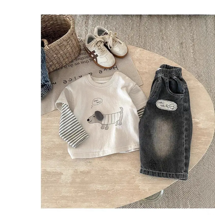 Boys Long Sleeve T-Shirt Set White Baby Spring Top - Image 7