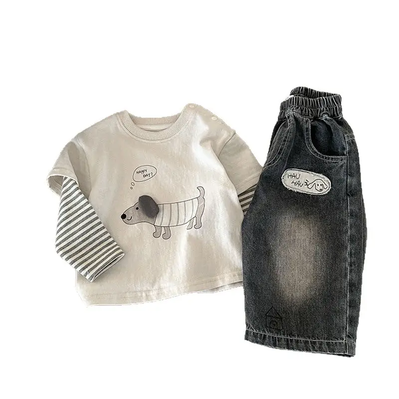 Boys Long Sleeve T-Shirt Set White Baby Spring Top - Image 8