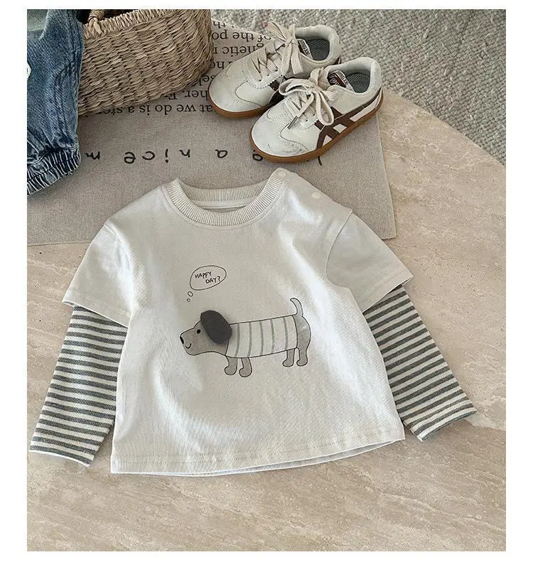 Boys Long Sleeve T-Shirt Set White Baby Spring Top — feature 4
