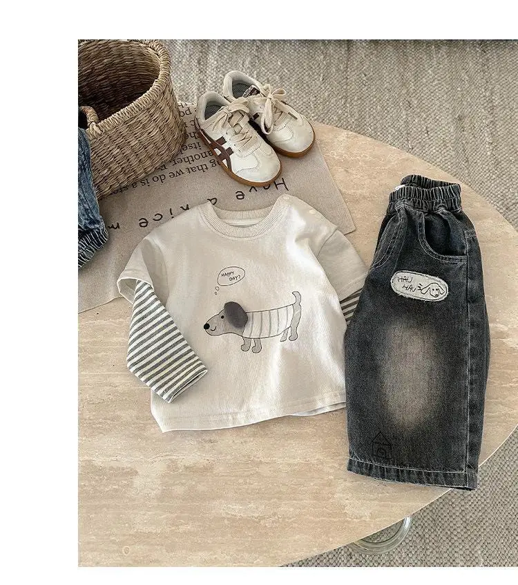 Boys Long Sleeve T-Shirt Set White Baby Spring Top — feature 6
