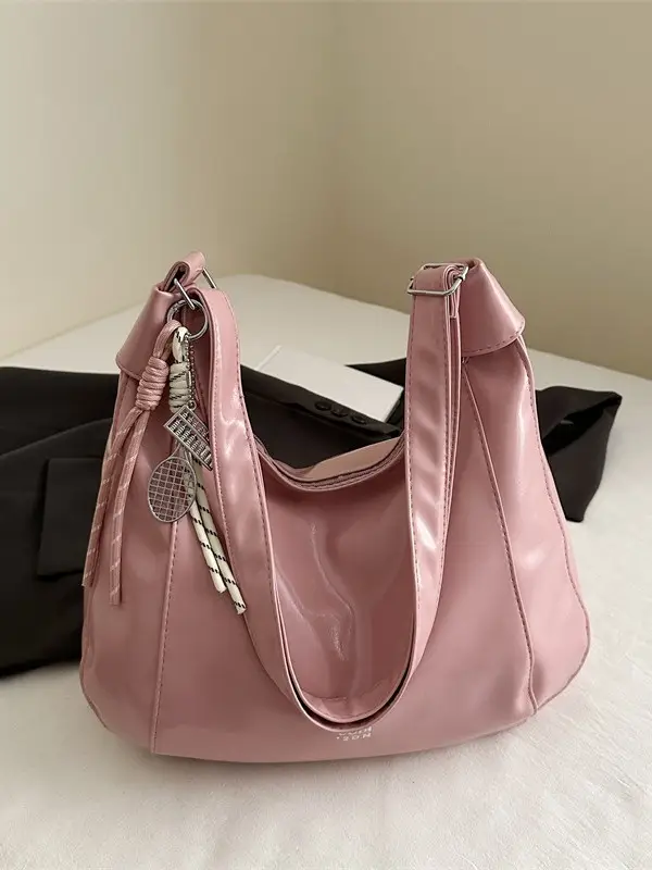White Casual Shoulder Bag with Tassel Design - Image 11