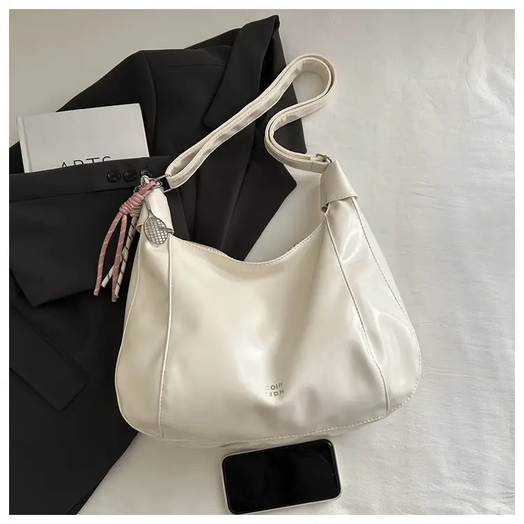 White Casual Shoulder Bag with Tassel Design — feature 20