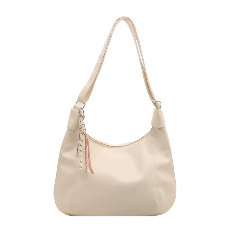 White Casual Shoulder Bag with Tassel Design - Image 8