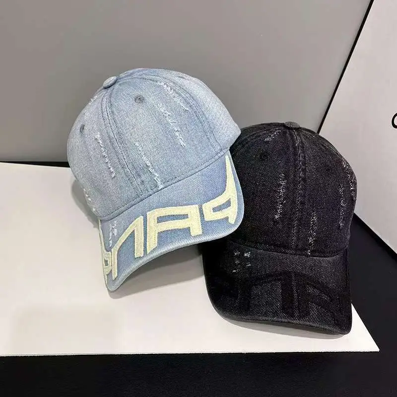Women Distressed Denim Baseball Cap Spring Autumn Casual - Image 5