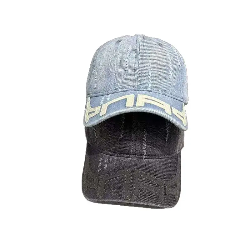 Women Distressed Denim Baseball Cap Spring Autumn Casual - Image 9