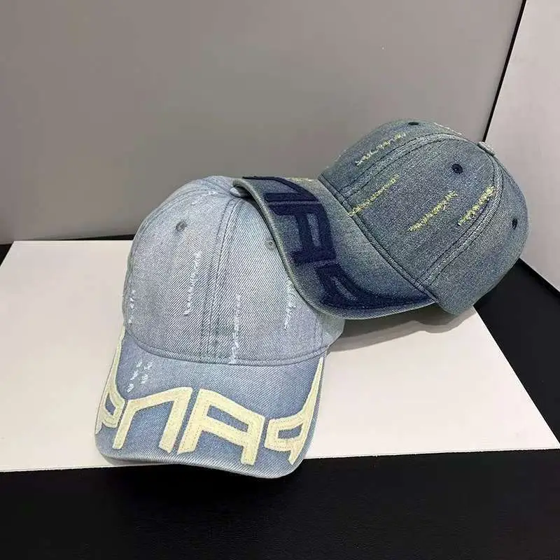 Women Distressed Denim Baseball Cap Spring Autumn Casual — feature 2