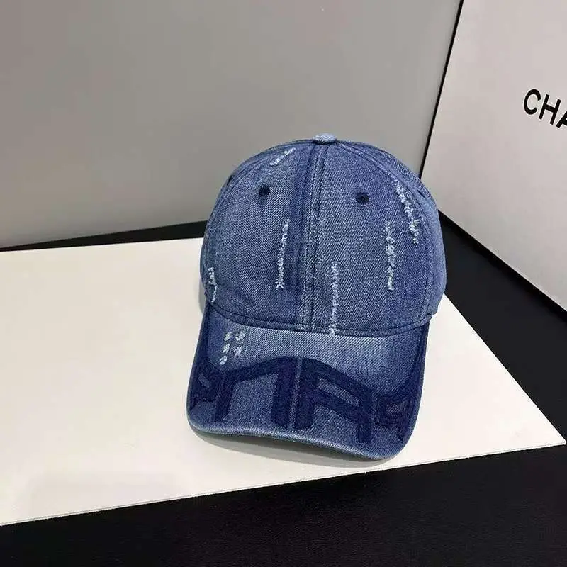 Women Distressed Denim Baseball Cap Spring Autumn Casual — feature 5