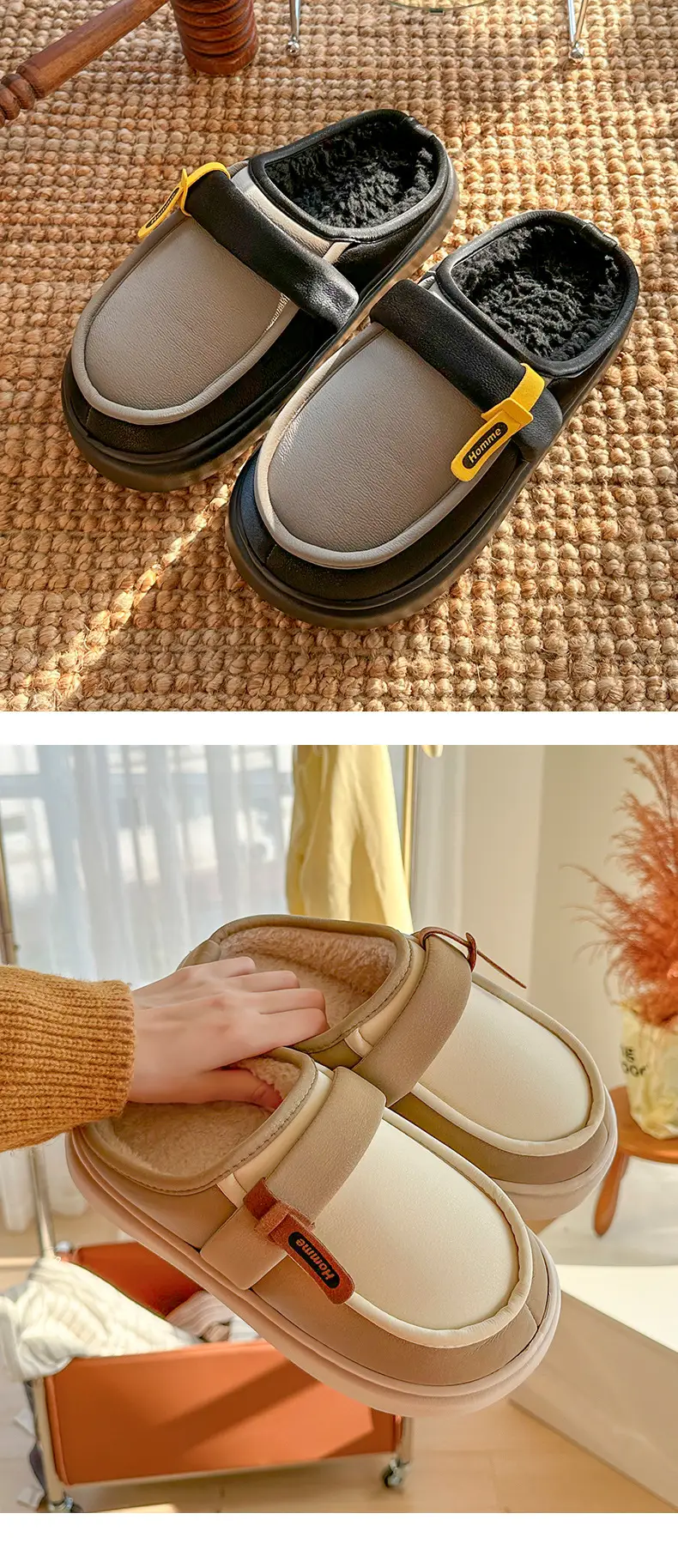 Pink Cotton Winter Slippers for Women Baotou — feature 12