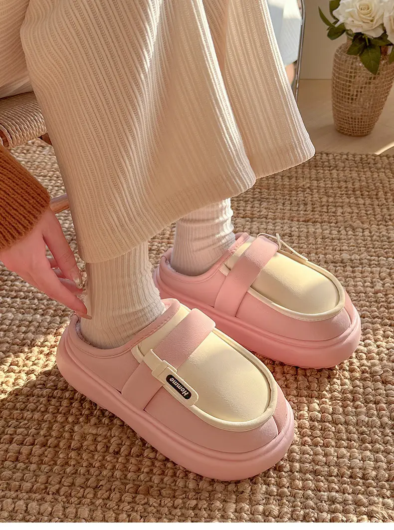 Pink Cotton Winter Slippers for Women Baotou — feature 5