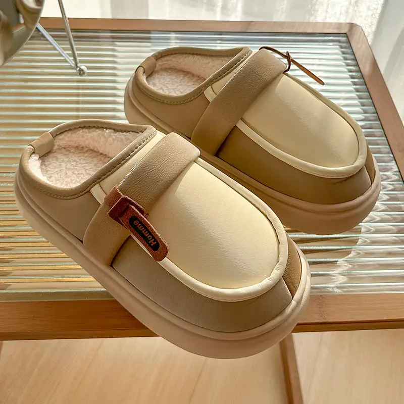 Pink Cotton Winter Slippers for Women Baotou - Image 2