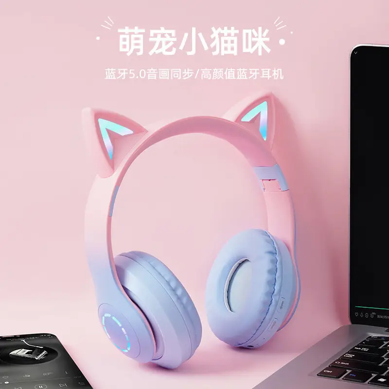 Purple Cat Earbud Headset Bluetooth 5.3 with LED Light - Image 8