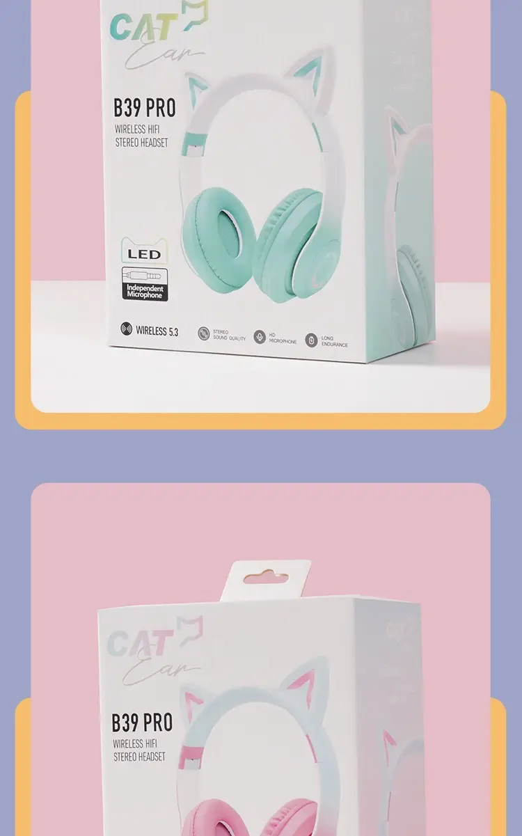 Purple Cat Earbud Headset Bluetooth 5.3 with LED Light β feature 21