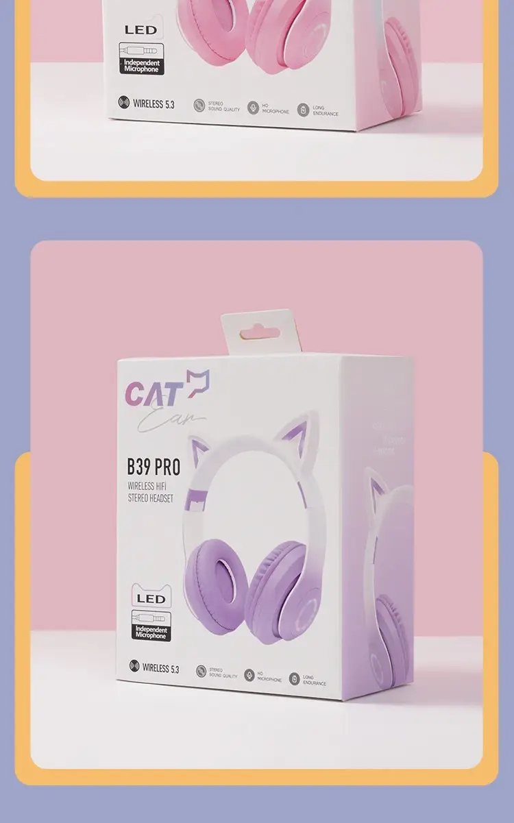 Purple Cat Earbud Headset Bluetooth 5.3 with LED Light β feature 22
