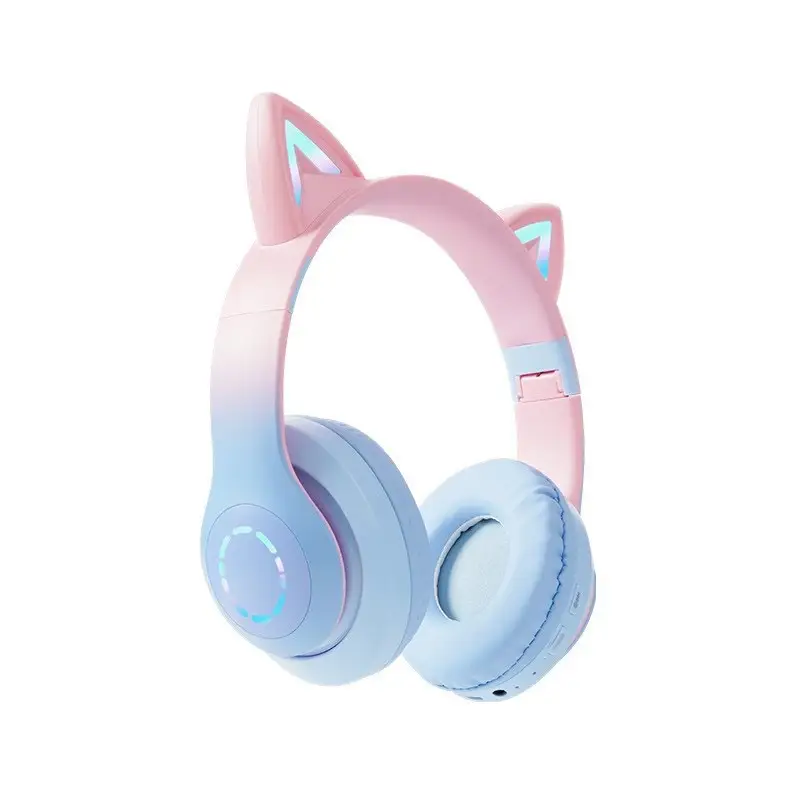 Purple Cat Earbud Headset Bluetooth 5.3 with LED Light