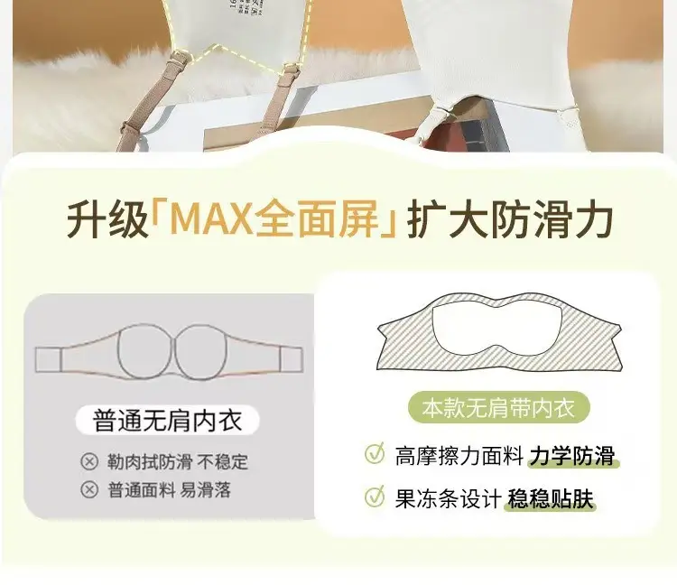 Strapless Invisible Seamless Anti-Slip Push-Up Bra for Women with Small Bust, Anti-Exposure Bandeau Bra with Beautiful Back Design — feature 5