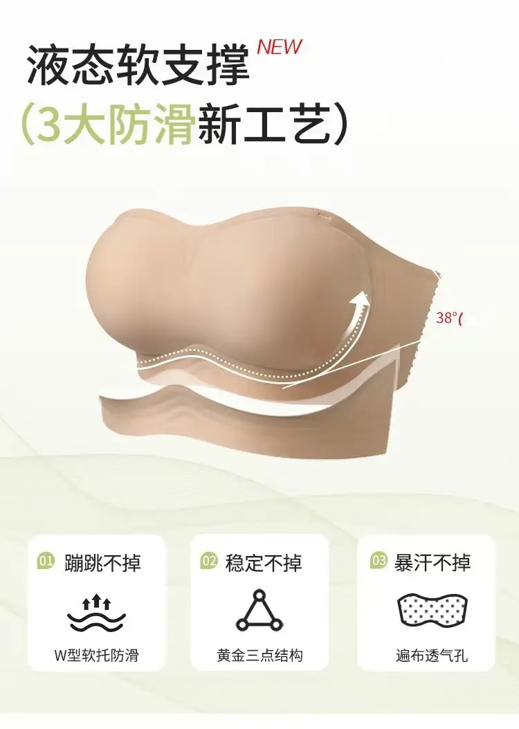 Strapless Invisible Seamless Anti-Slip Push-Up Bra for Women with Small Bust, Anti-Exposure Bandeau Bra with Beautiful Back Design — feature 6