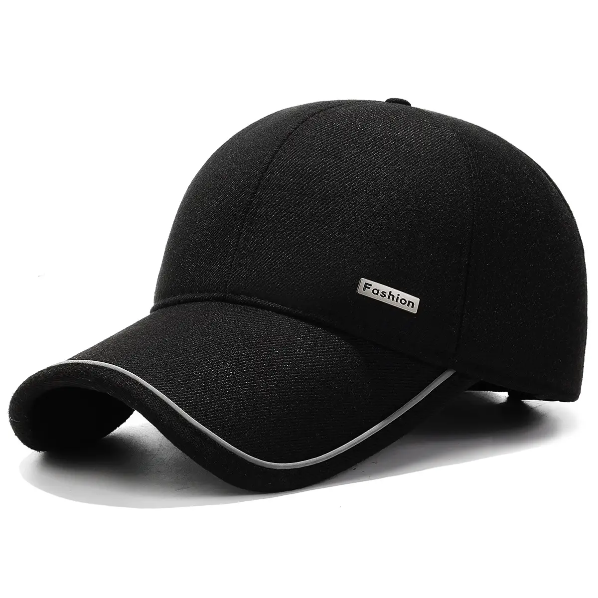 Men Black Cotton Baseball Cap Winter Warm Ear Protection 7.5cm - Image 7