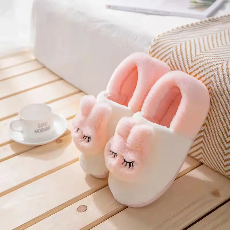 Women's Grey Bunny Plush Slippers Winter Home - Image 6