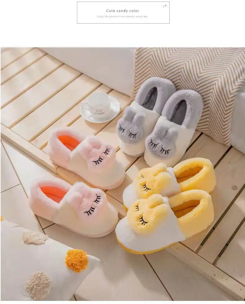 Women's Grey Bunny Plush Slippers Winter Home — feature 6