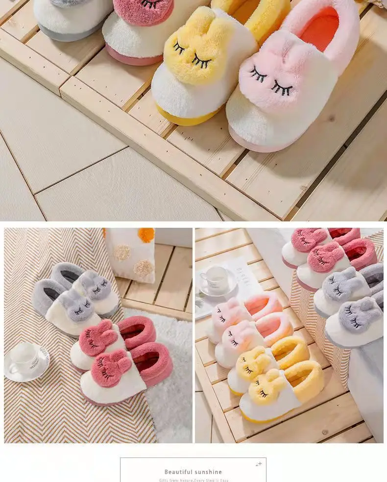 Women's Grey Bunny Plush Slippers Winter Home — feature 8
