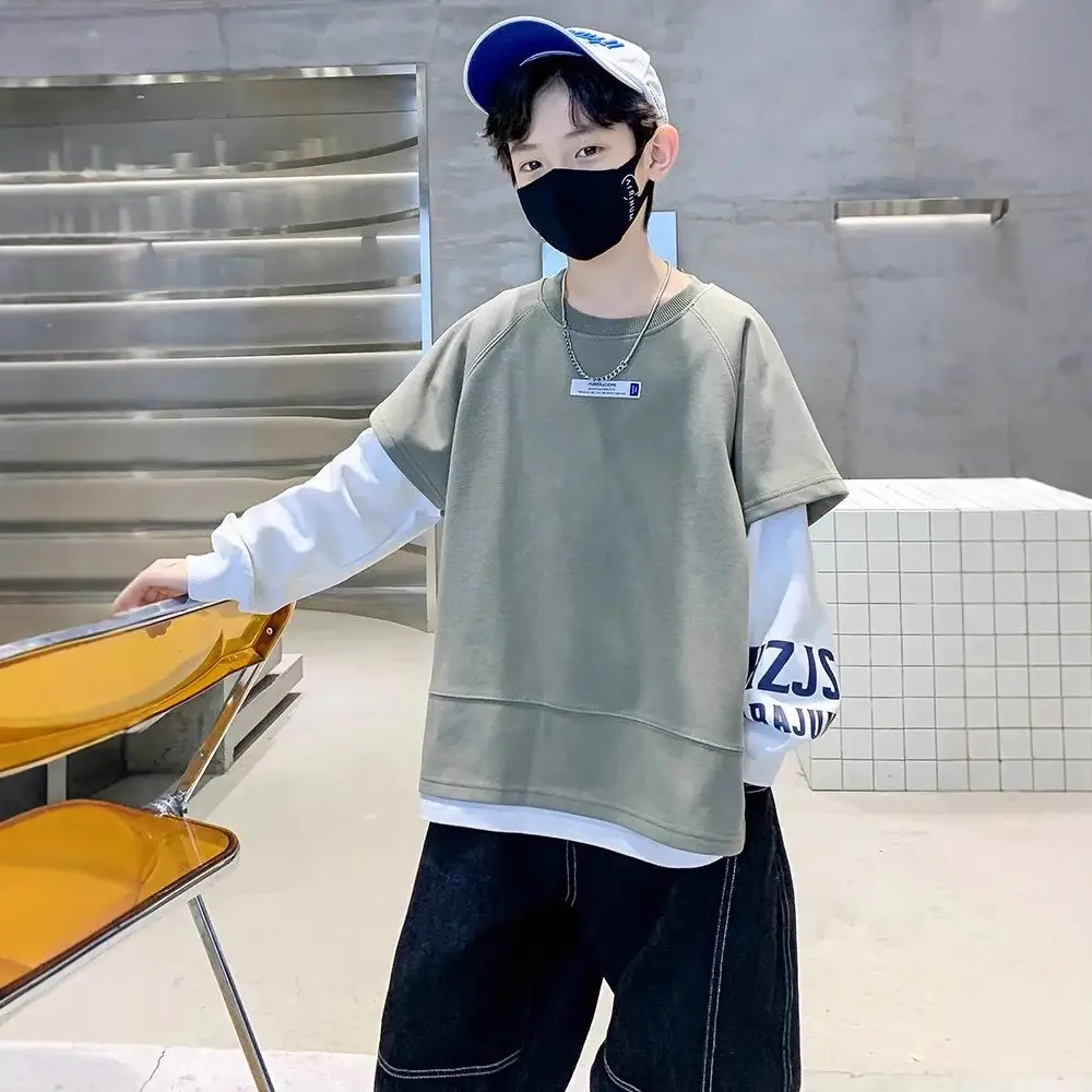 Boys Sweatshirt Set Grey Long Sleeve T-Shirt - Image 4
