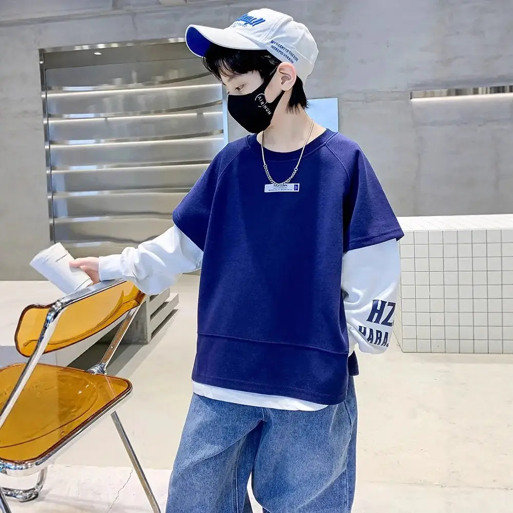 Boys Sweatshirt Set Grey Long Sleeve T-Shirt - Image 5