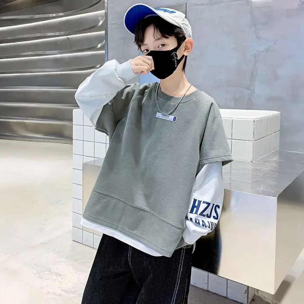 Boys Sweatshirt Set Grey Long Sleeve T-Shirt - Image 6