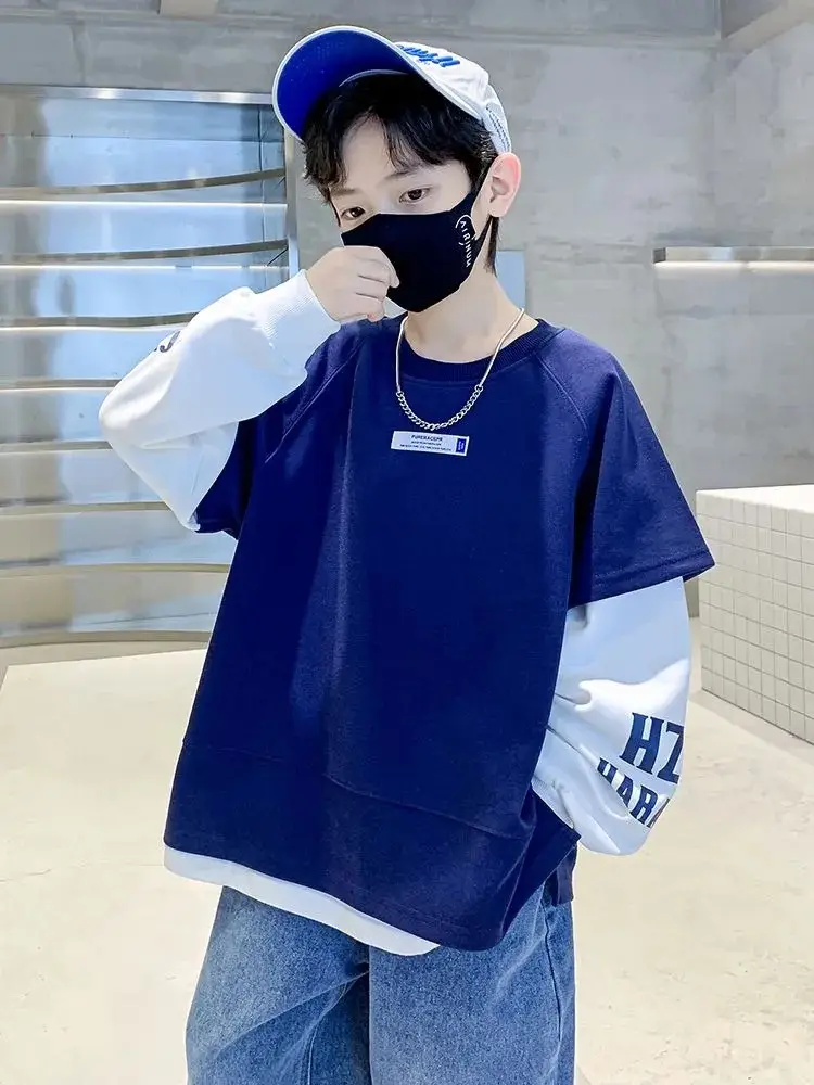 Boys Sweatshirt Set Grey Long Sleeve T-Shirt — feature 13