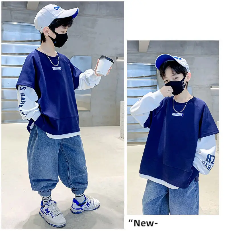 Boys Sweatshirt Set Grey Long Sleeve T-Shirt — feature 6