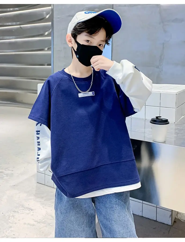 Boys Sweatshirt Set Grey Long Sleeve T-Shirt — feature 8