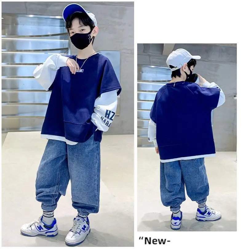 Boys Sweatshirt Set Grey Long Sleeve T-Shirt — feature 9